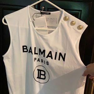 BNWT Balmain Logo Tank Top w/gold buttons Sz 40(8)